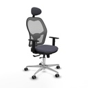 Jorquera traslack malla gris bali gris oscuro brazos 1D base aluminio cabecero fijo ruedas 65mm engomada