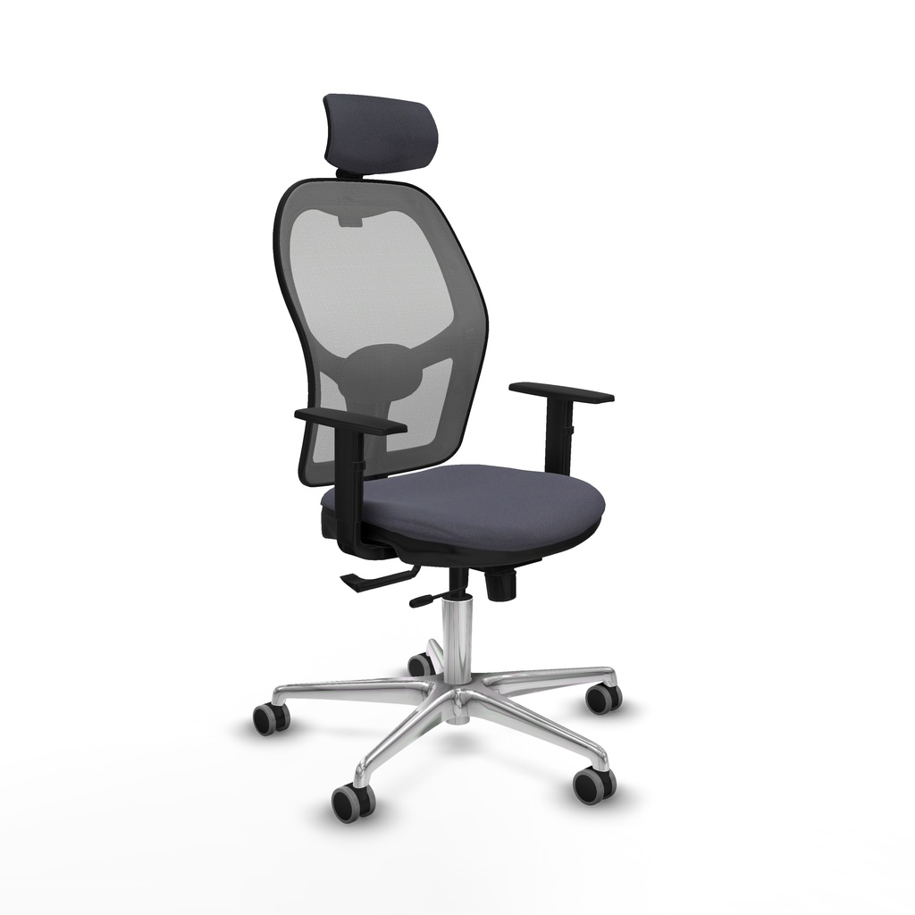 Jorquera traslack malla gris bali gris oscuro brazos 1D base aluminio cabecero 2D ruedas 65mm engomada