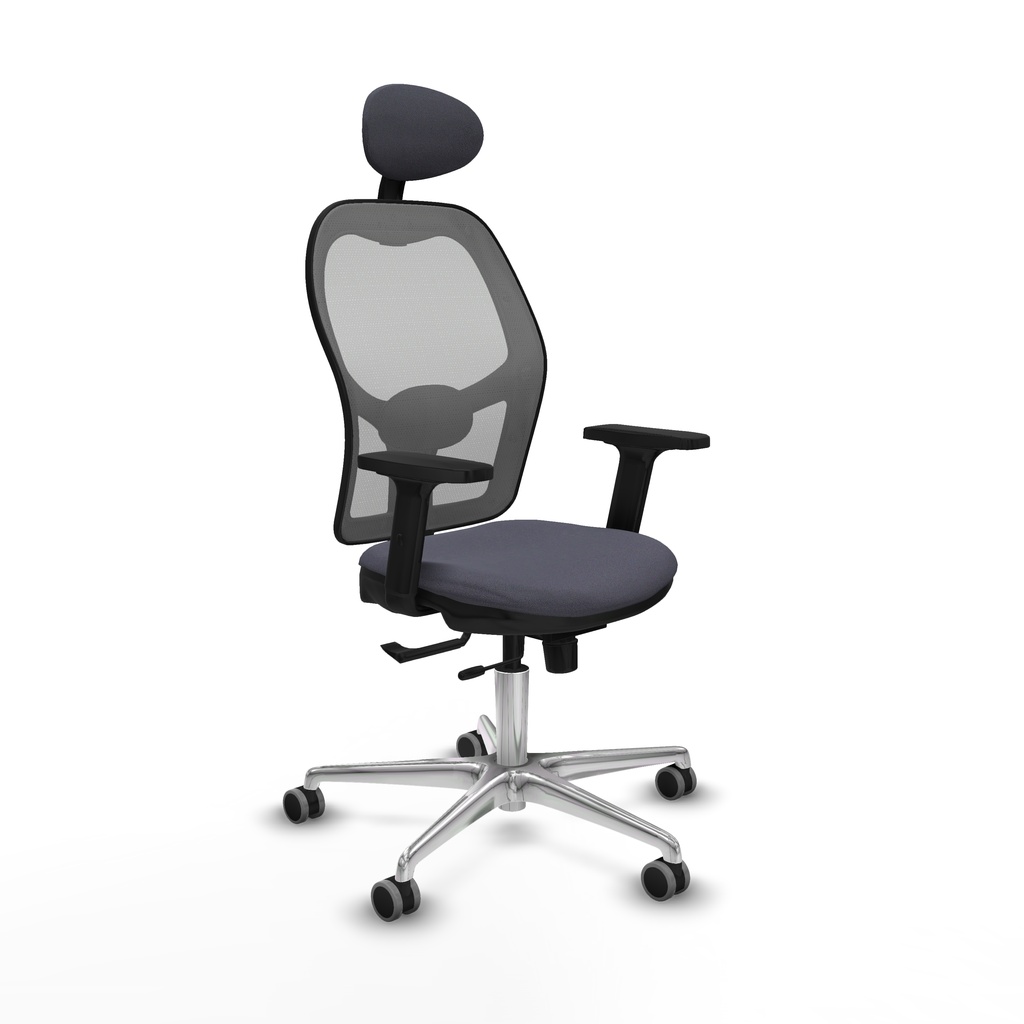 Jorquera traslack malla gris bali gris oscuro brazos 2D base aluminio cabecero fijo ruedas 65mm engomada