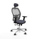 Jorquera traslack malla gris bali gris oscuro brazos 2D base aluminio cabecero fijo ruedas 65mm engomada