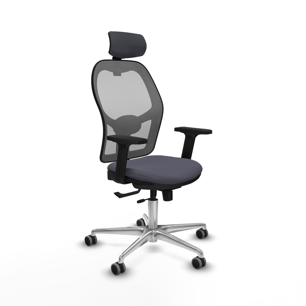 Jorquera traslack malla gris bali gris oscuro brazos 2D base aluminio cabecero 2D ruedas 65mm engomada