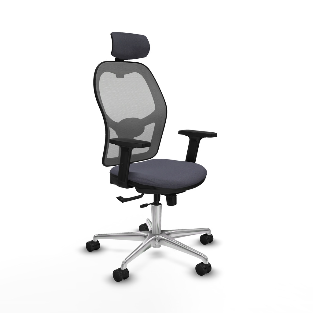 Jorquera traslack malla gris bali gris oscuro brazos 2D base aluminio cabecero 2D ruedas 65mm nailon