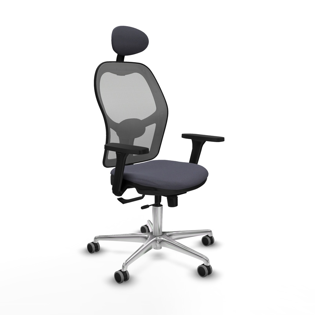 Jorquera traslack malla gris bali gris oscuro brazos 3D base aluminio cabecero fijo ruedas 65mm engomada