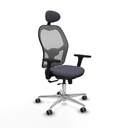 Jorquera traslack malla gris bali gris oscuro brazos 3D base aluminio cabecero fijo ruedas 65mm engomada
