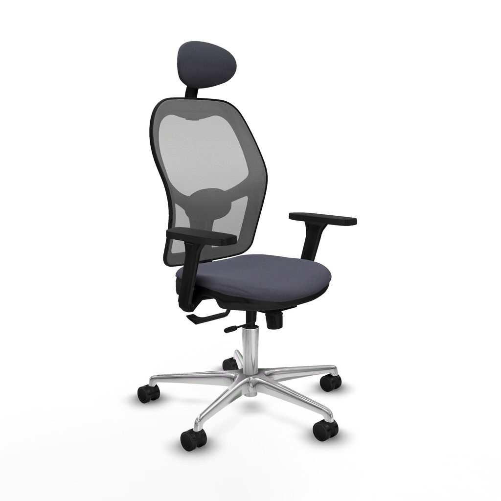 Jorquera traslack malla gris bali gris oscuro brazos 3D base aluminio cabecero fijo ruedas 65mm nailon