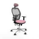 Jorquera traslack malla gris bali rosa brazos 1D base aluminio cabecero fijo ruedas 65mm engomada