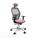 Jorquera traslack malla gris bali rosa brazos 1D base aluminio cabecero fijo ruedas 65mm nailon