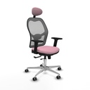 Jorquera traslack malla gris bali rosa brazos 2D base aluminio cabecero fijo ruedas 65mm engomada