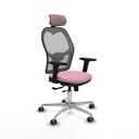 Jorquera traslack malla gris bali rosa brazos 2D base aluminio cabecero 2D ruedas 65mm engomada