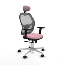 Jorquera traslack malla gris bali rosa brazos 2D base aluminio cabecero fijo ruedas 65mm nailon