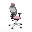 Jorquera traslack malla gris bali rosa brazos 2D base aluminio cabecero 2D ruedas 65mm nailon