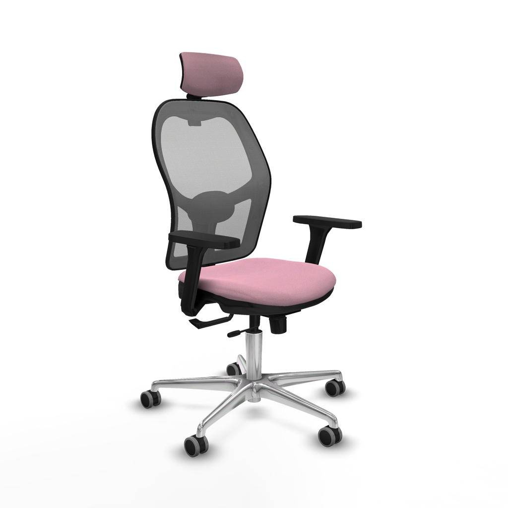 Jorquera traslack malla gris bali rosa brazos 3D base aluminio cabecero 2D ruedas 65mm engomada