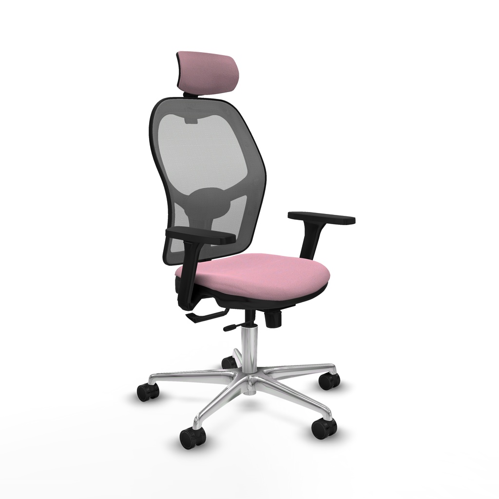 Jorquera traslack malla gris bali rosa brazos 3D base aluminio cabecero 2D ruedas 65mm nailon