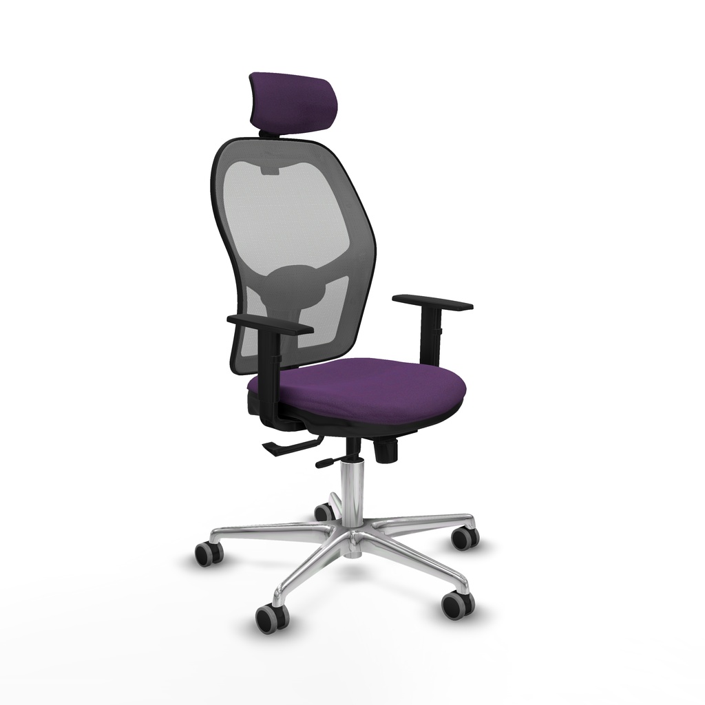 Jorquera traslack malla gris bali morado brazos 1D base aluminio cabecero 2D ruedas 65mm engomada