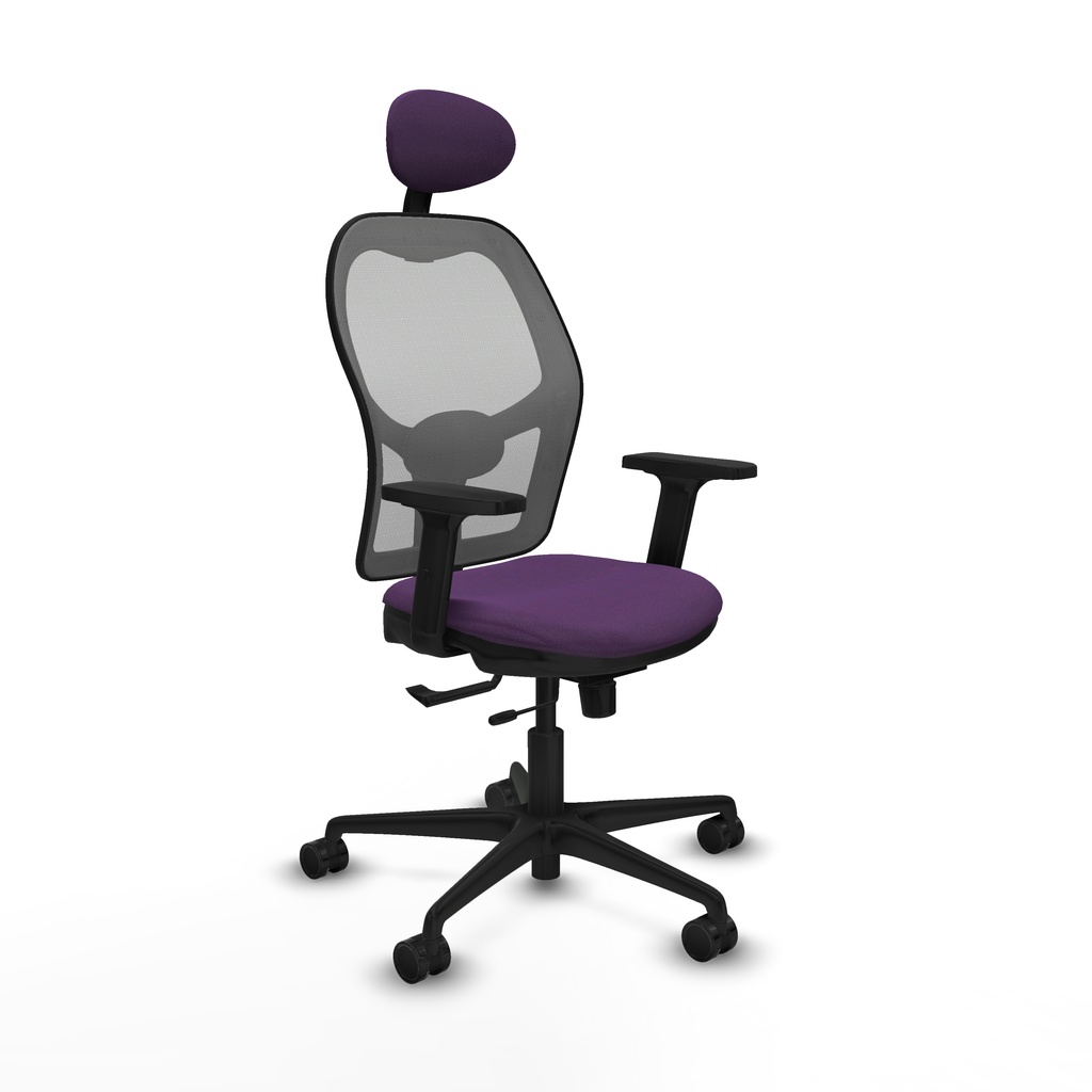 Jorquera traslack malla gris bali morado brazos 2D base nailon cabecero fijo ruedas 65mm nailon