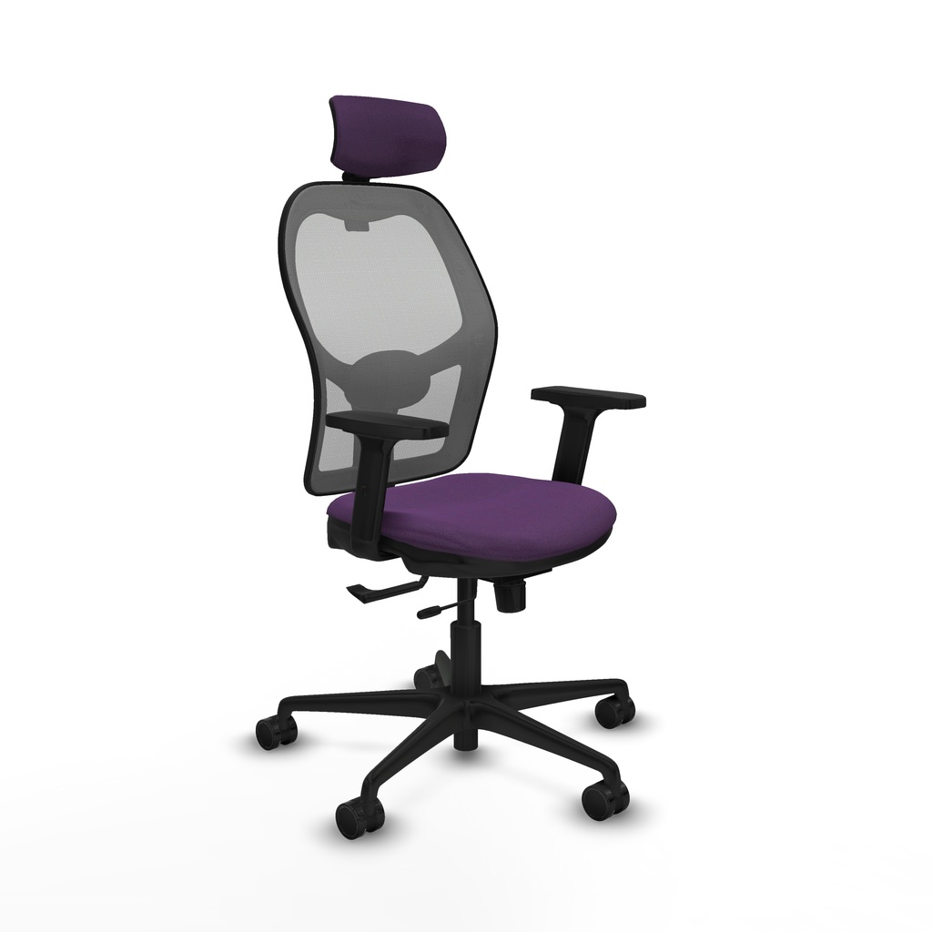Jorquera traslack malla gris bali morado brazos 2D base nailon cabecero 2D ruedas 65mm nailon