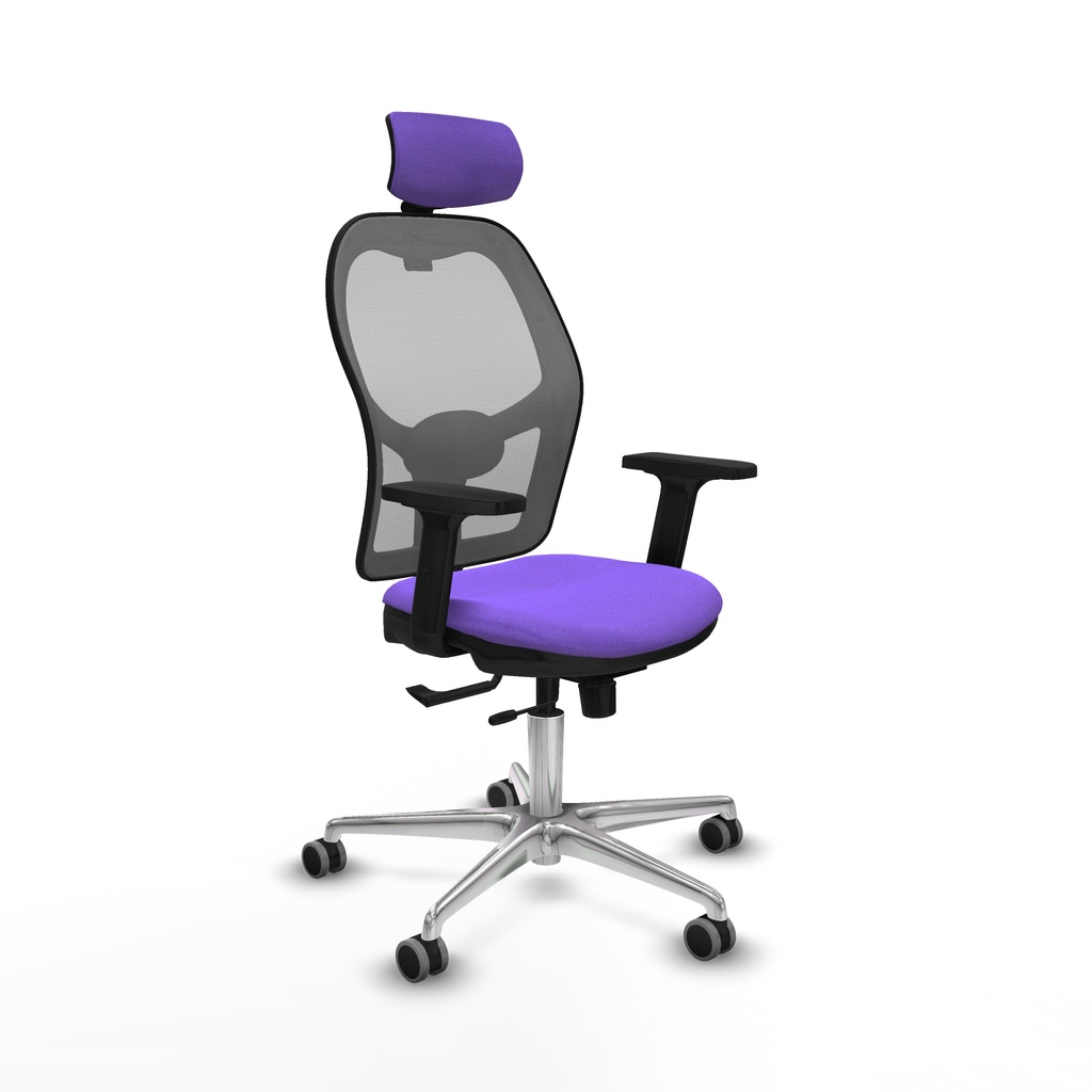 Jorquera traslack malla gris bali lila brazos 2D base aluminio cabecero 2D ruedas 65mm engomada