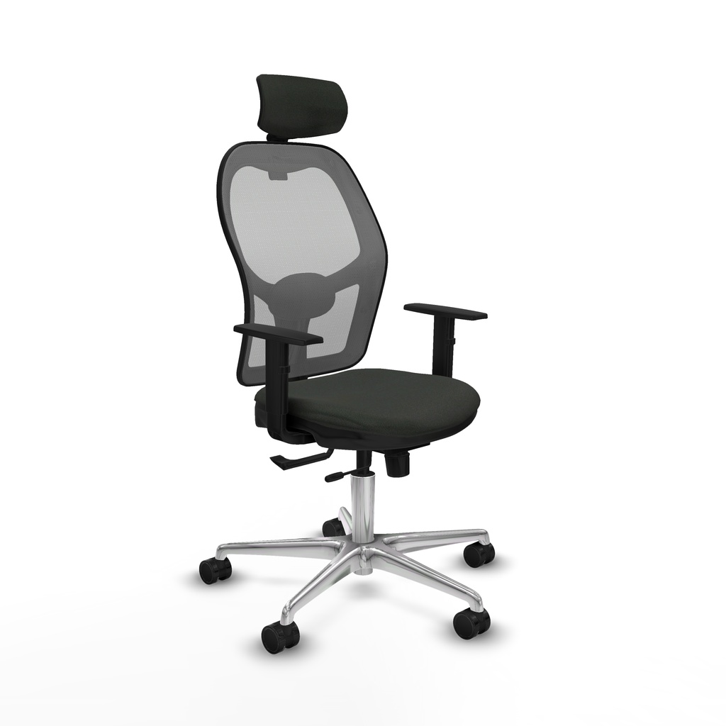 Jorquera traslack malla gris bali negro brazos 1D base aluminio cabecero 2D ruedas 65mm nailon