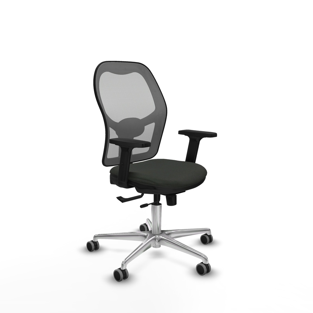 Jorquera traslack malla gris bali negro brazos 2D base aluminio  ruedas 65mm engomada
