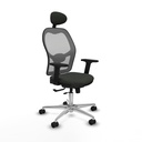 Jorquera traslack malla gris bali negro brazos 2D base aluminio cabecero fijo ruedas 65mm nailon