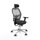 Jorquera traslack malla gris bali negro brazos 3D base aluminio cabecero 2D ruedas 65mm engomada