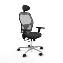 Jorquera traslack malla gris bali negro brazos 3D base aluminio cabecero fijo ruedas 65mm nailon