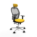 Jorquera traslack malla gris similpiel amarillo brazos 1D base aluminio cabecero 2D ruedas 65mm nailon