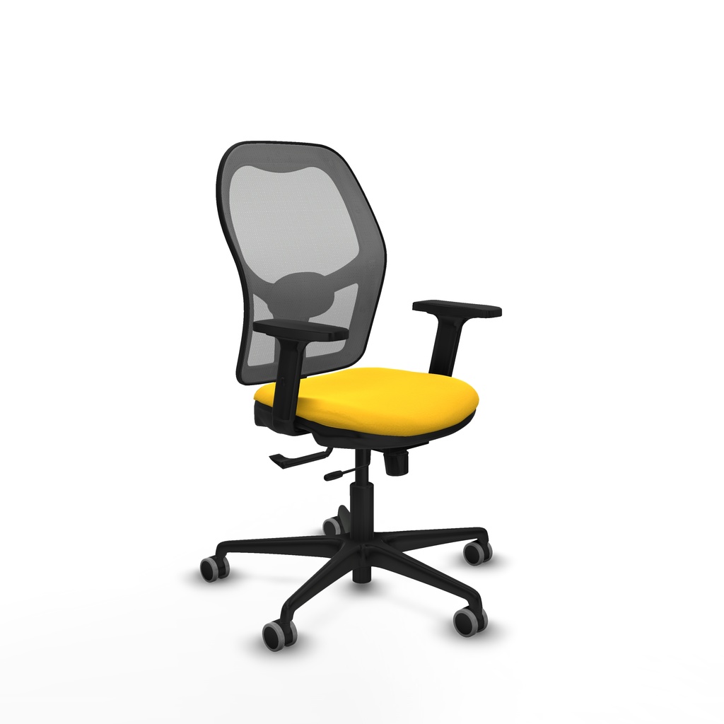 Jorquera traslack malla gris similpiel amarillo brazos 2D base nailon  ruedas 65mm engomada