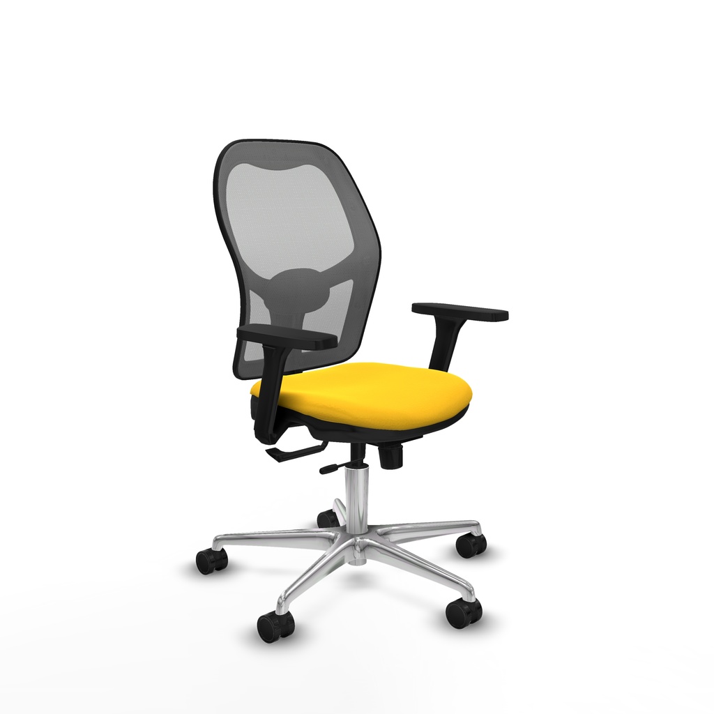 Jorquera traslack malla gris similpiel amarillo brazos 3D base aluminio  ruedas 65mm nailon