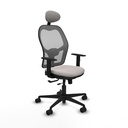 Jorquera traslack malla gris similpiel blanco brazos 1D base nailon cabecero fijo ruedas 65mm nailon