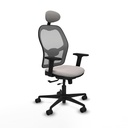 Jorquera traslack malla gris similpiel blanco brazos 2D base nailon cabecero fijo ruedas 65mm nailon
