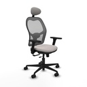 Jorquera traslack malla gris similpiel blanco brazos 3D base nailon cabecero fijo ruedas 65mm nailon