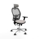 Jorquera traslack malla gris similpiel blanco brazos 3D base aluminio cabecero 2D ruedas 65mm engomada