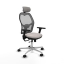 Jorquera traslack malla gris similpiel blanco brazos 3D base aluminio cabecero 2D ruedas 65mm nailon