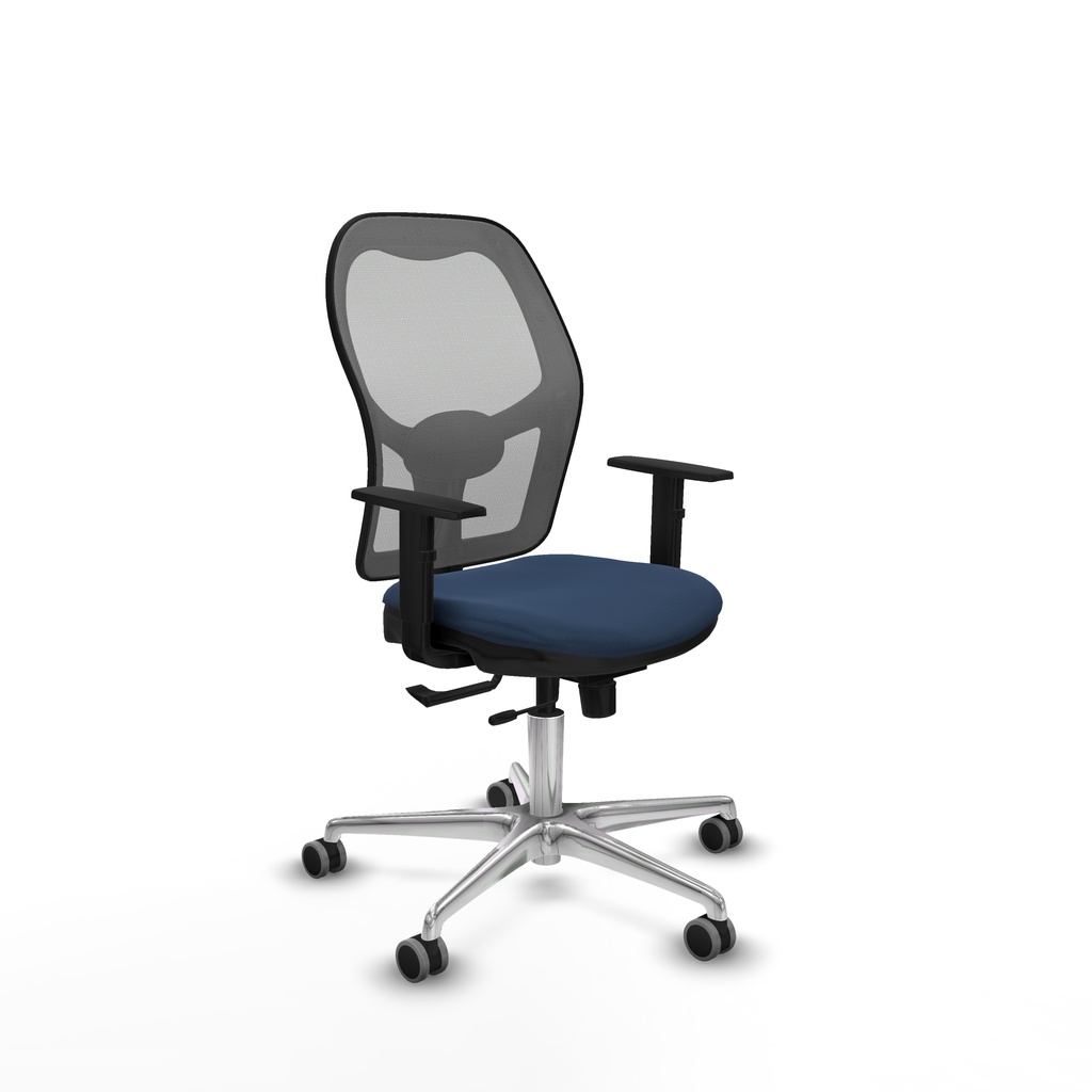 Jorquera traslack malla gris similpiel azul marino brazos 1D base aluminio  ruedas 65mm engomada
