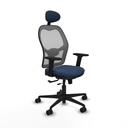 Jorquera traslack malla gris similpiel azul marino brazos 2D base nailon cabecero fijo ruedas 65mm nailon