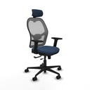 Jorquera traslack malla gris similpiel azul marino brazos 2D base nailon cabecero 2D ruedas 65mm nailon