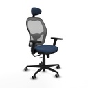 Jorquera traslack malla gris similpiel azul marino brazos 3D base nailon cabecero fijo ruedas 65mm engomada
