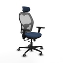 Jorquera traslack malla gris similpiel azul marino brazos 3D base nailon cabecero 2D ruedas 65mm engomada