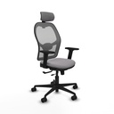 Jorquera traslack malla gris similpiel gris brazos 2D base nailon cabecero 2D ruedas 65mm nailon