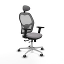 Jorquera traslack malla gris similpiel gris brazos 2D base aluminio cabecero fijo ruedas 65mm engomada