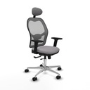 Jorquera traslack malla gris similpiel gris brazos 2D base aluminio cabecero fijo ruedas 65mm nailon