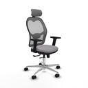 Jorquera traslack malla gris similpiel gris brazos 2D base aluminio cabecero 2D ruedas 65mm nailon
