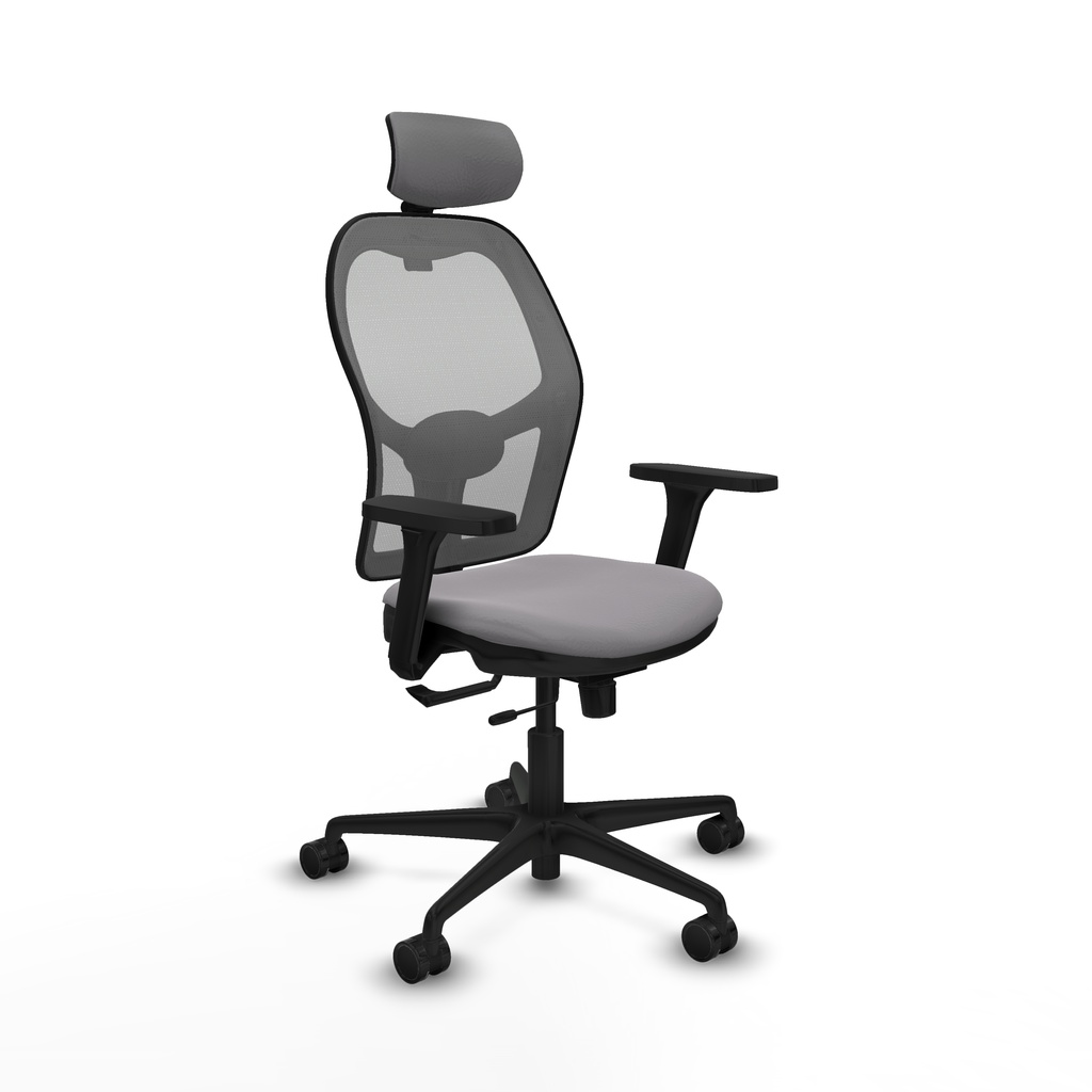 Jorquera traslack malla gris similpiel gris brazos 3D base nailon cabecero 2D ruedas 65mm nailon