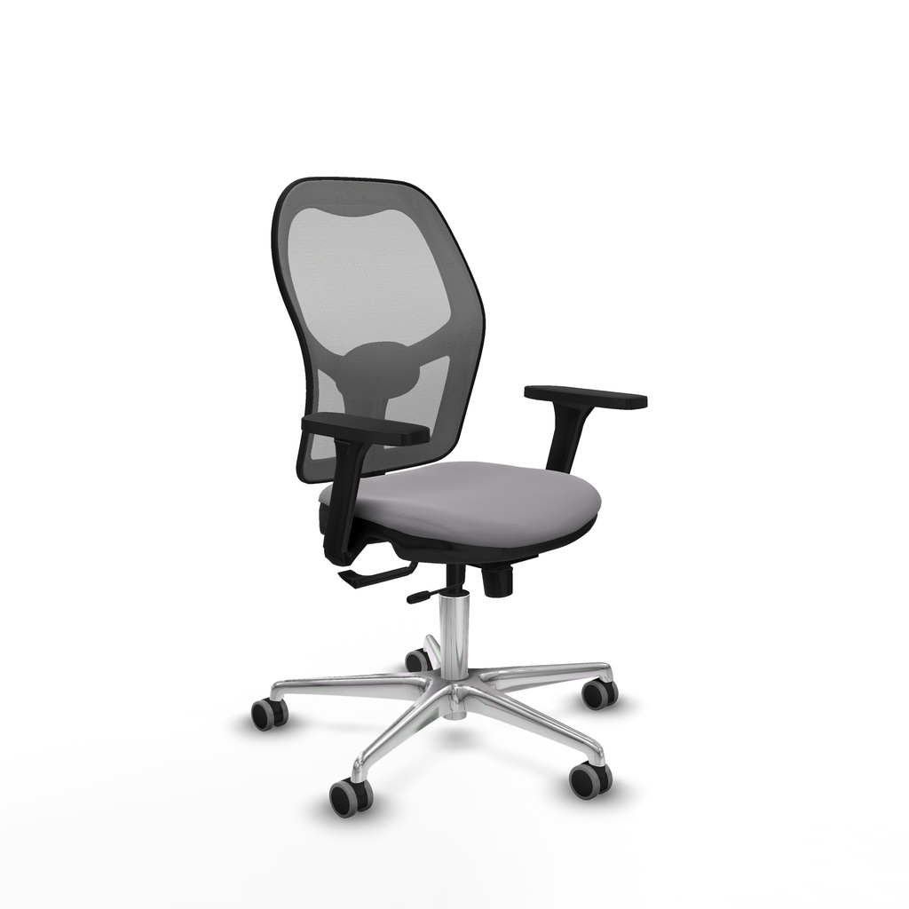 Jorquera traslack malla gris similpiel gris brazos 3D base aluminio  ruedas 65mm engomada