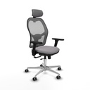 Jorquera traslack malla gris similpiel gris brazos 3D base aluminio cabecero 2D ruedas 65mm engomada