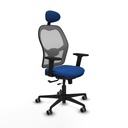 Jorquera traslack malla gris similpiel azul brazos 2D base nailon cabecero fijo ruedas 65mm engomada