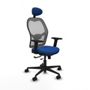 Jorquera traslack malla gris similpiel azul brazos 2D base nailon cabecero fijo ruedas 65mm nailon