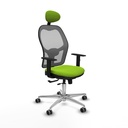 Jorquera traslack malla gris similpiel pistacho brazos 1D base aluminio cabecero fijo ruedas 65mm engomada