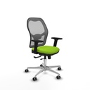 Jorquera traslack malla gris similpiel pistacho brazos 2D base aluminio  ruedas 65mm engomada
